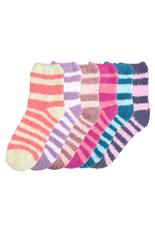 MOPAS LADIES PLUSH SOFT SOCKS WITH STRIPES (30301_STRIPE1)