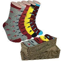 Men Novelty Fashion Dress Socks-5 Pair Fancy Power Sock-Fun Colorful Theme Socks