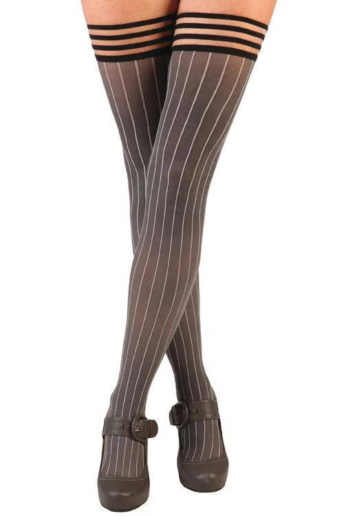 Annabelle Pinstripe Thigh Highs with Stay-Up Top