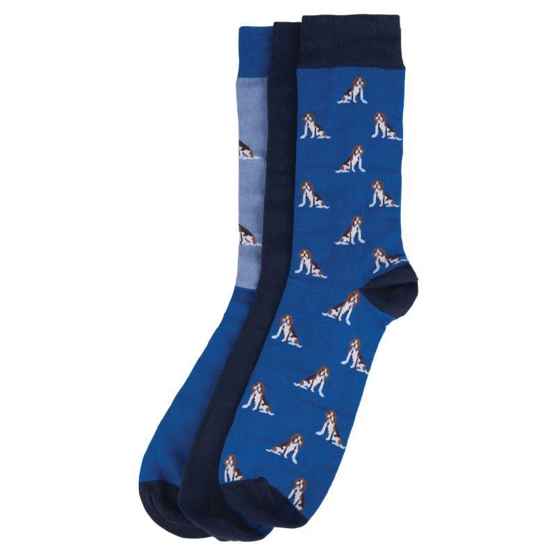 Barbour Beagle Dog Mens Socks Gift Set - Blue Beagle