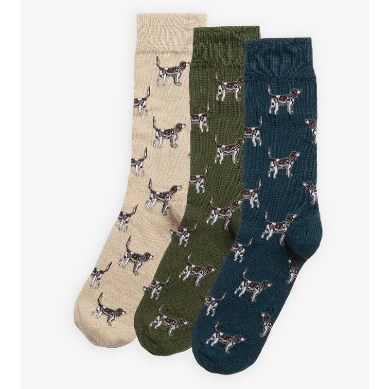 Barbour Pointer Dog Mens Sock Gift Box (Set of 3) - Forest Mist