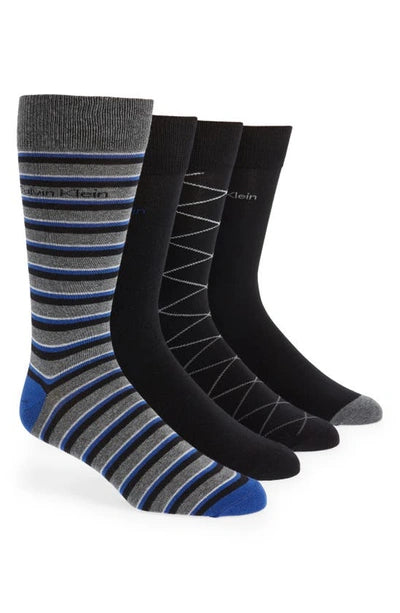 Calvin Klein Black Assorted Crew Socks 4 Pack - CKM221DR03001