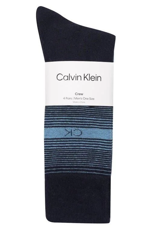 Calvin Klein Crew Dark Blue Assorted 4 Pack - CKM241DR04002