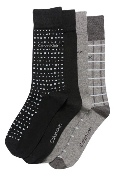 Calvin Klein Crew Sock Black Assorted 4 Pack - CKM241DR03001