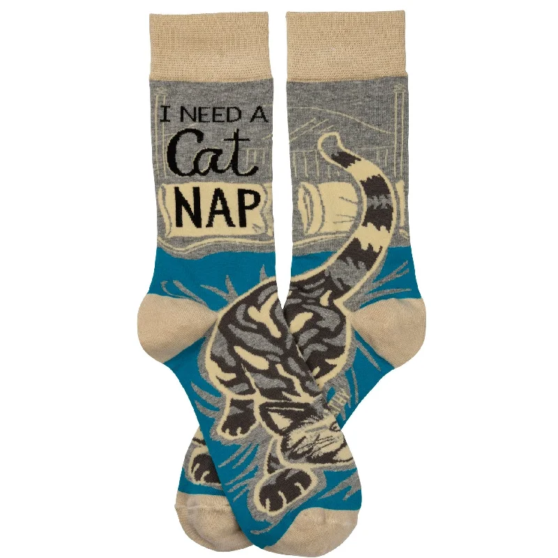 I Need A Cat Nap Crew Funny Novelty Socks