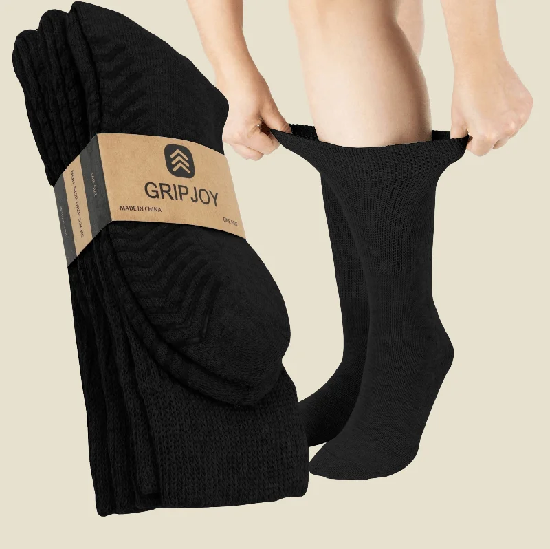 Men's Black Diabetic Socks with Grippers x3 Pairs