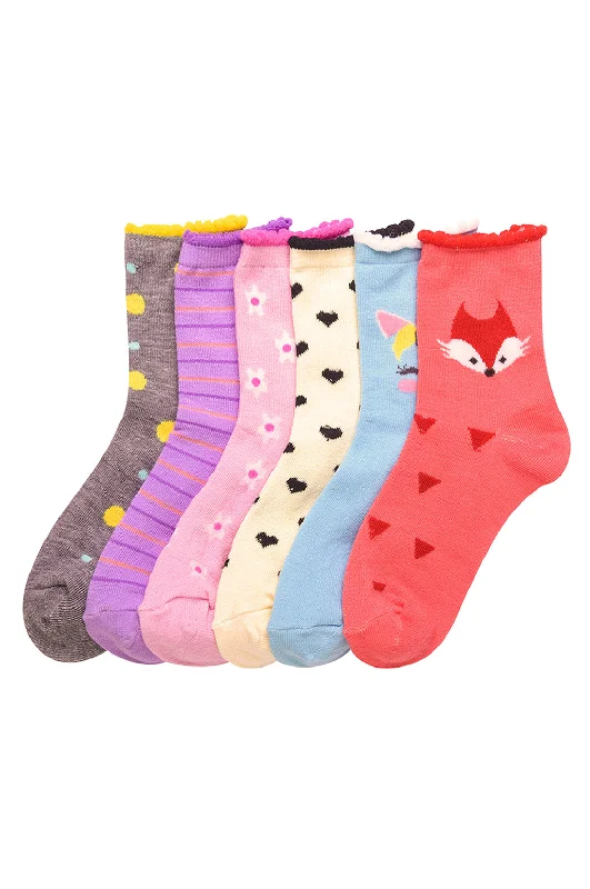 MOPAS GIRL'S COMPUTER CREW SOCKS (PR_SCALLOP)