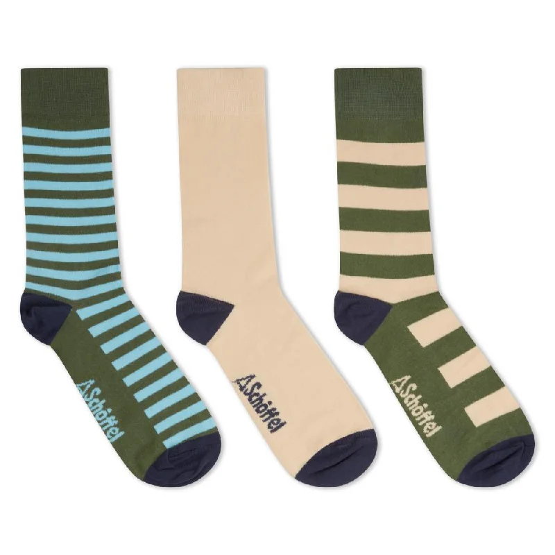 Schoffel Mens Bamboo Socks (Box of 3) 7-11 UK - Cedar Stripe