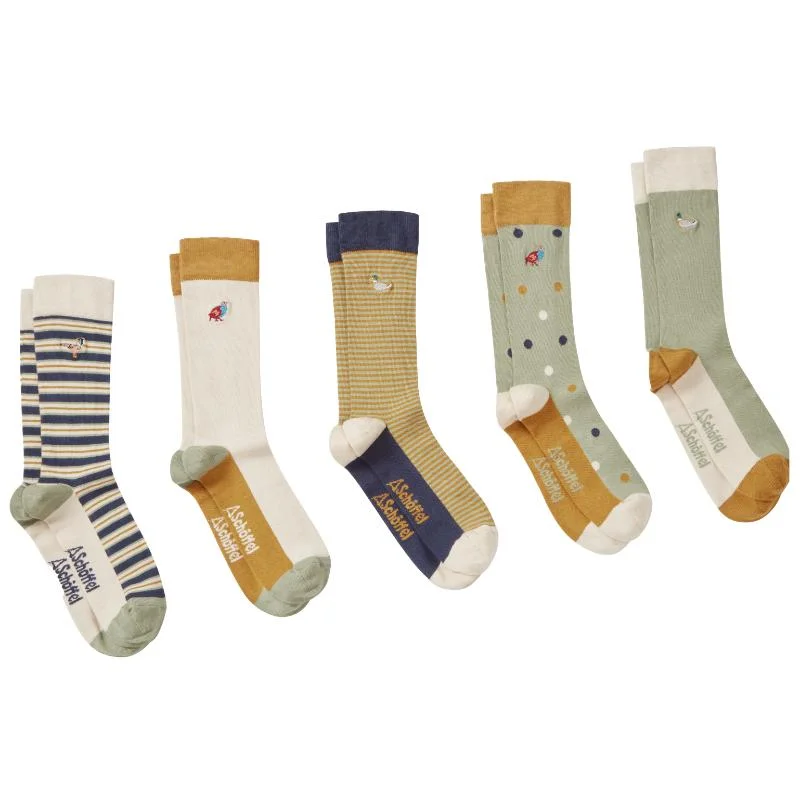 Schoffel Mens Bamboo Socks (Box of 5) 7-11 UK - Game Birds