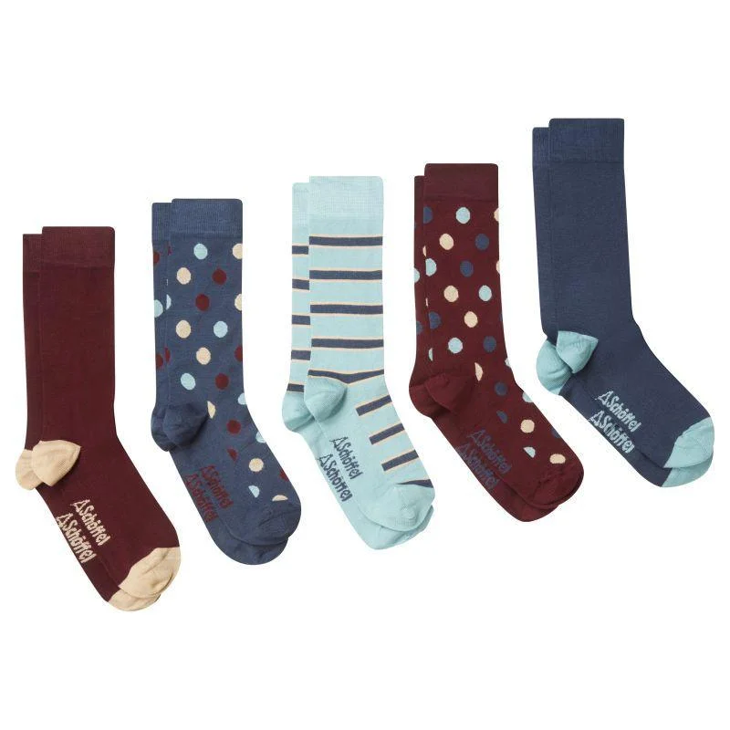 Schoffel Mens Bamboo Socks (Box of 5) 7-11 UK - Pale Blue Mix