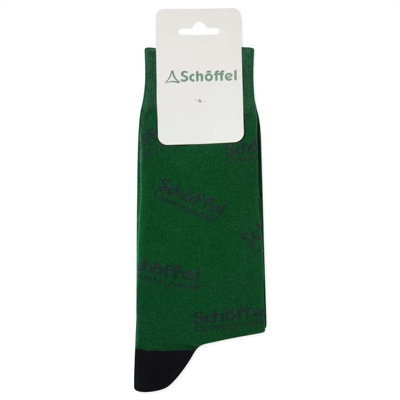 Schoffel Mens Cotton Sock - Green Countrywear Logo