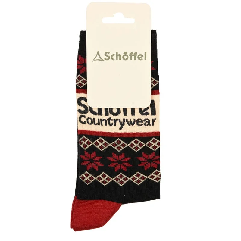 Schoffel Mens Cotton Sock - Navy Fairisle