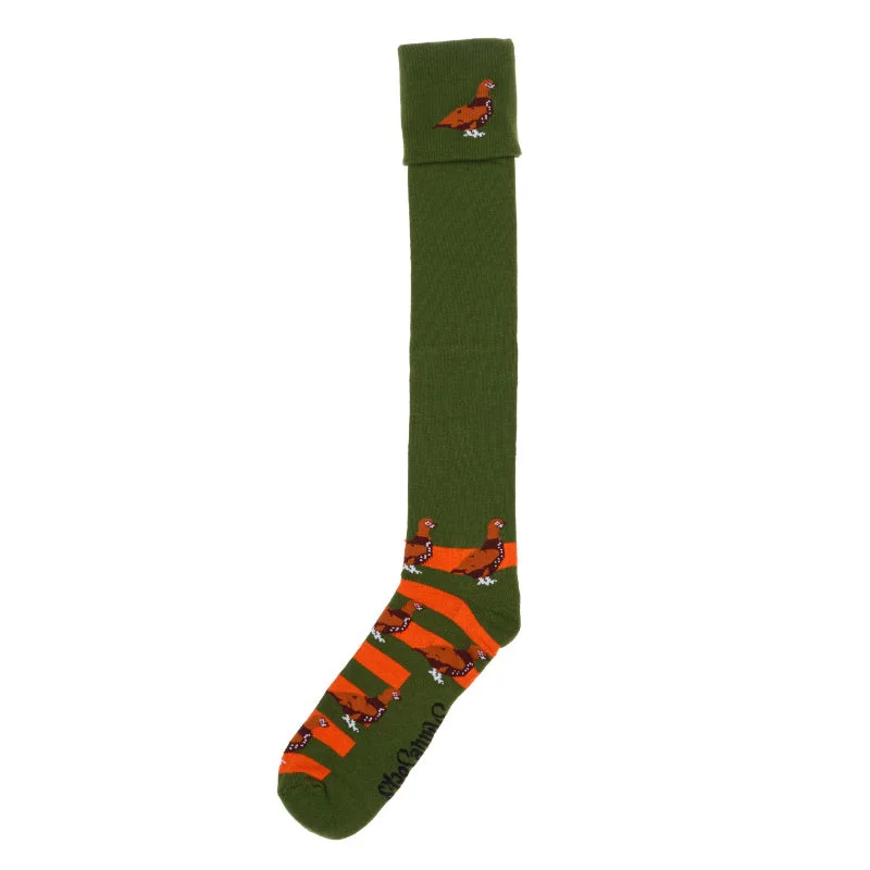 Shuttle Socks - Green and Orange Grouse Shooting Socks UK 8-12