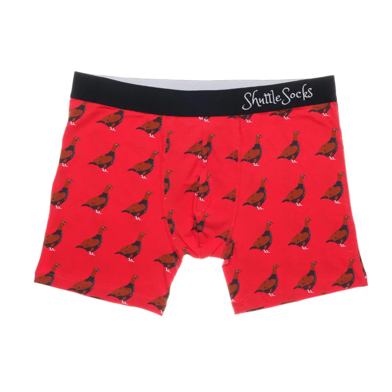 Shuttle Socks Mens Boxers - Red Grouse