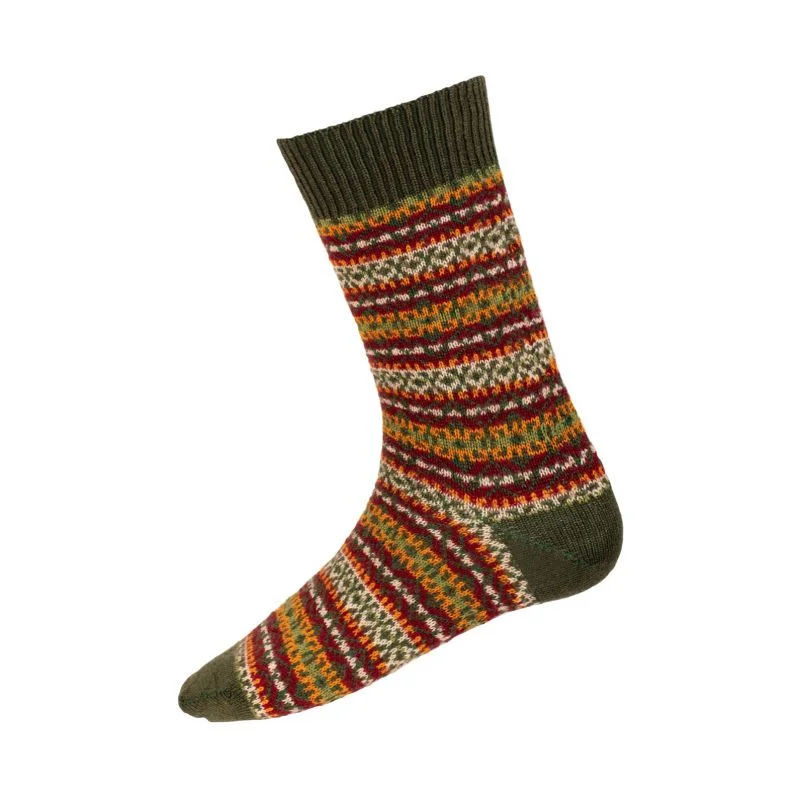 William Powell Fairisle Mens Merino Socks - Spruce