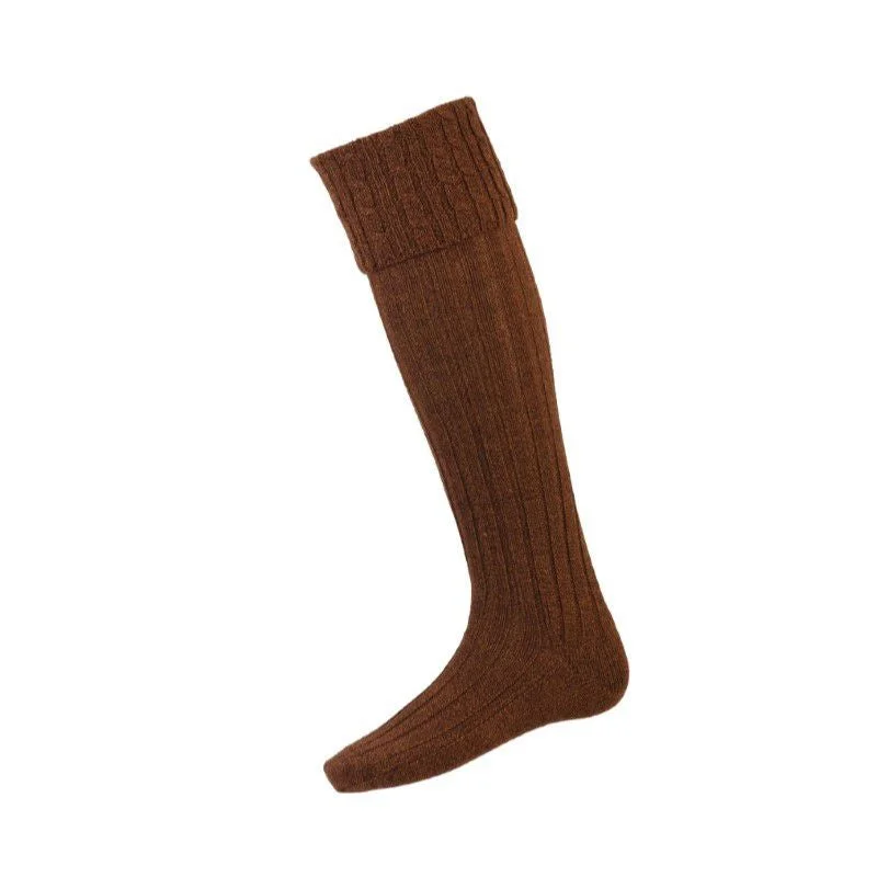 William Powell Harris Mens Merino Shooting Socks (Wider Fit) - Bronze