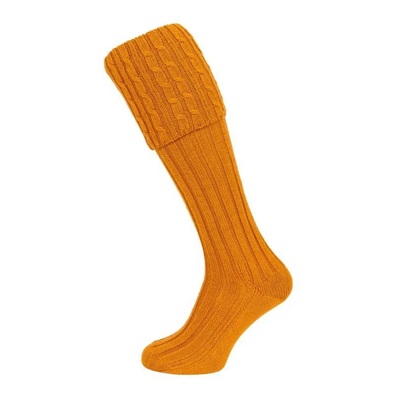 William Powell Harris Mens Merino Shooting Socks (Wider Fit) - Flaxen