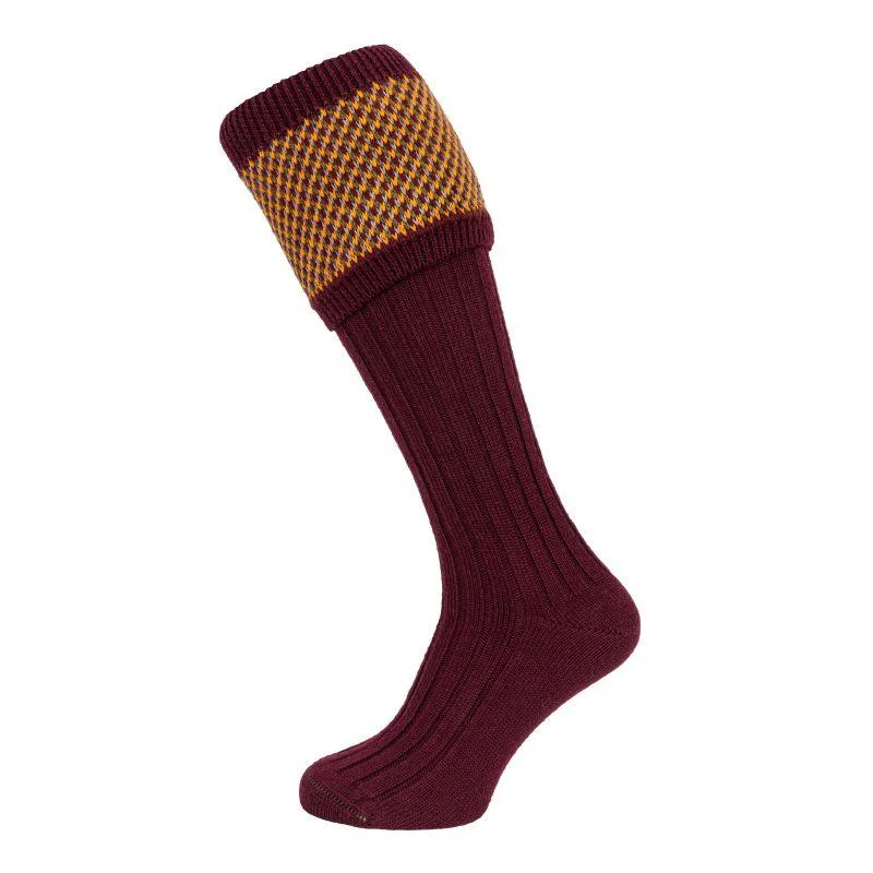 William Powell Tayside Mens Merino Shooting Socks - Mulberry