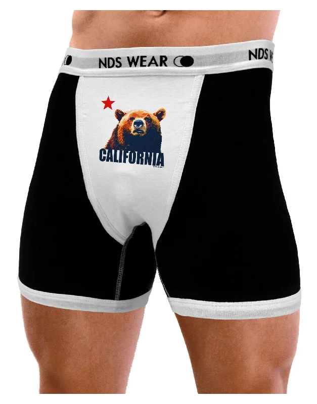 California Republic Design - Grizzly Bear and Star Mens Boxer Brief Underwear by TooLoud