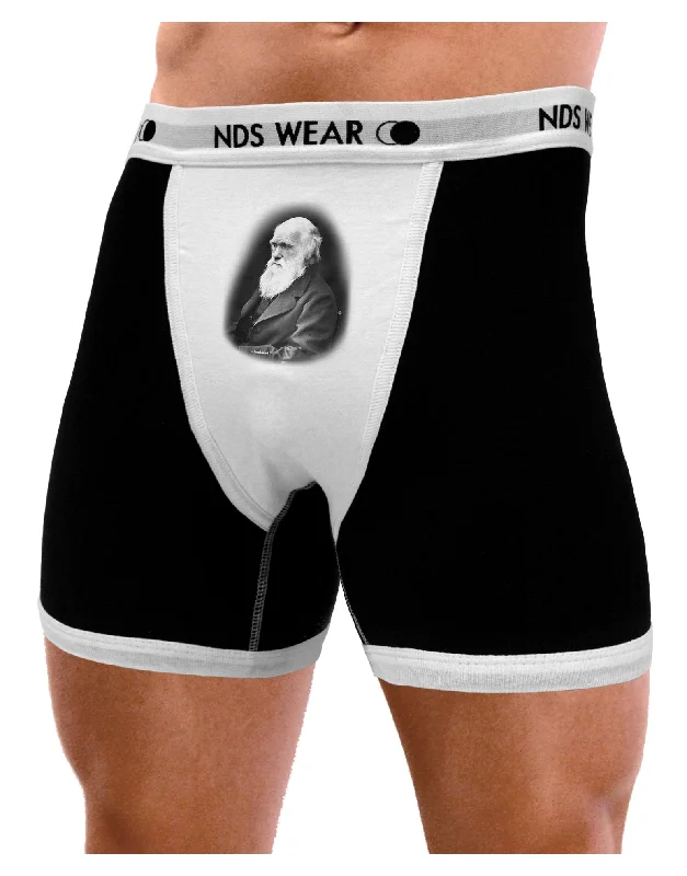 Charles Darwin Black and White Mens Boxer Brief Underwear by TooLoud