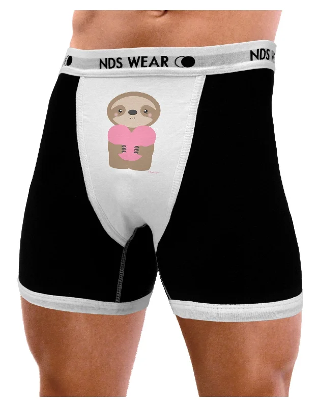 Cute Valentine Sloth Holding Heart Mens Boxer Brief Underwear by TooLoud