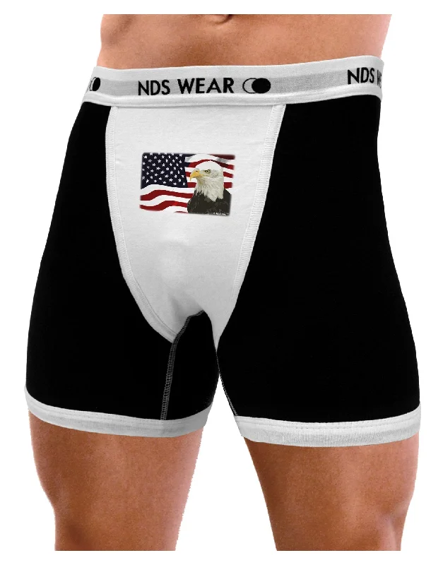 Patriotic USA Flag with Bald Eagle Mens Boxer Brief Underwear by TooLoud