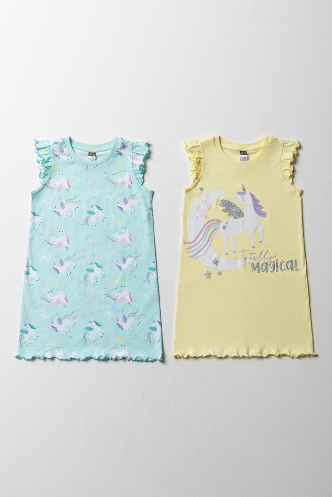 2 Pack Sleep-Shirt Unicorn Yellow