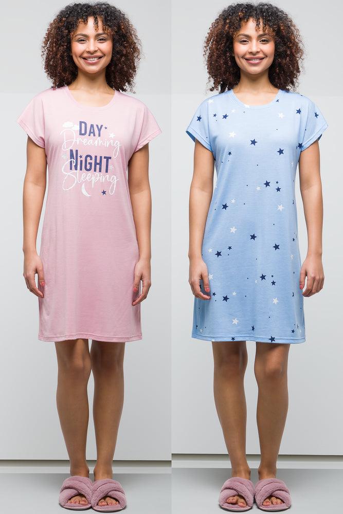 2Pk Sleepshirt Pink + Blue