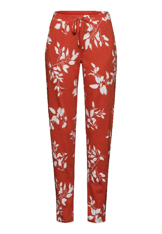 Sleep And Lounge Cotton Blend Drawstring Pants | Tangerine Flowers 74845-2159