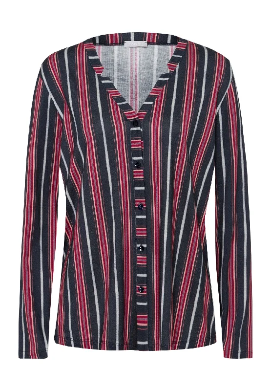 Sleep And Lounge Button Front Shirt | Marsala Stripe 77934-2984