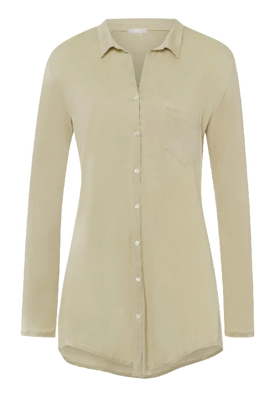 Cotton Deluxe Button Front Cotton Sleep Shirt | Moss Green 77958-2720