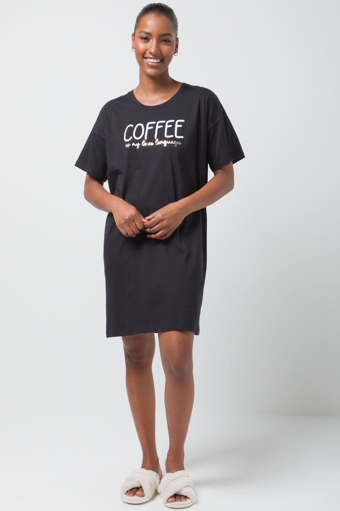 Coffee Sleepshirt Black