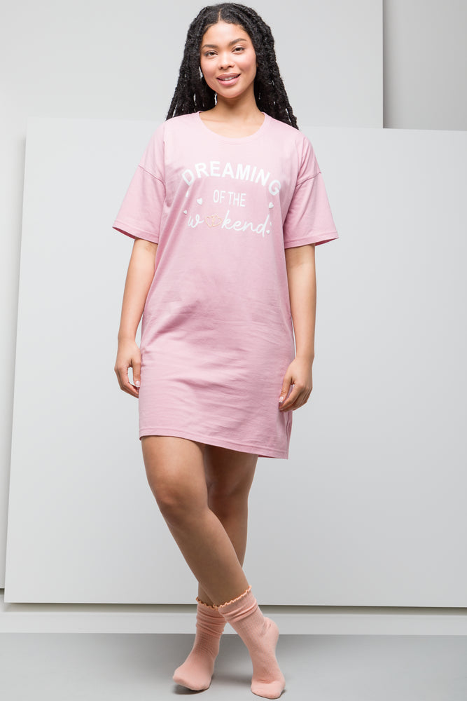 Dreaming Of The Weekend Sleep Shirt Pink