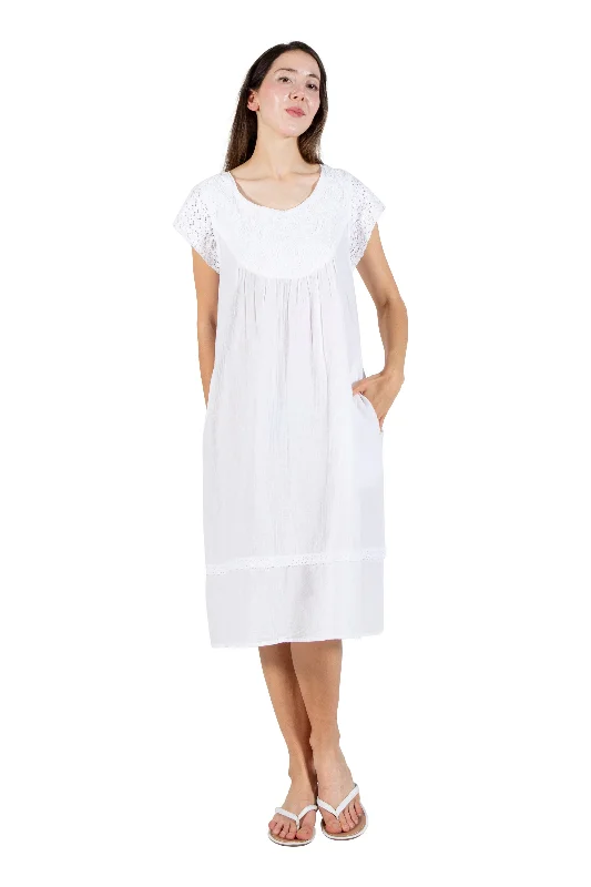 Embroidered Cotton Gauze Nightgown