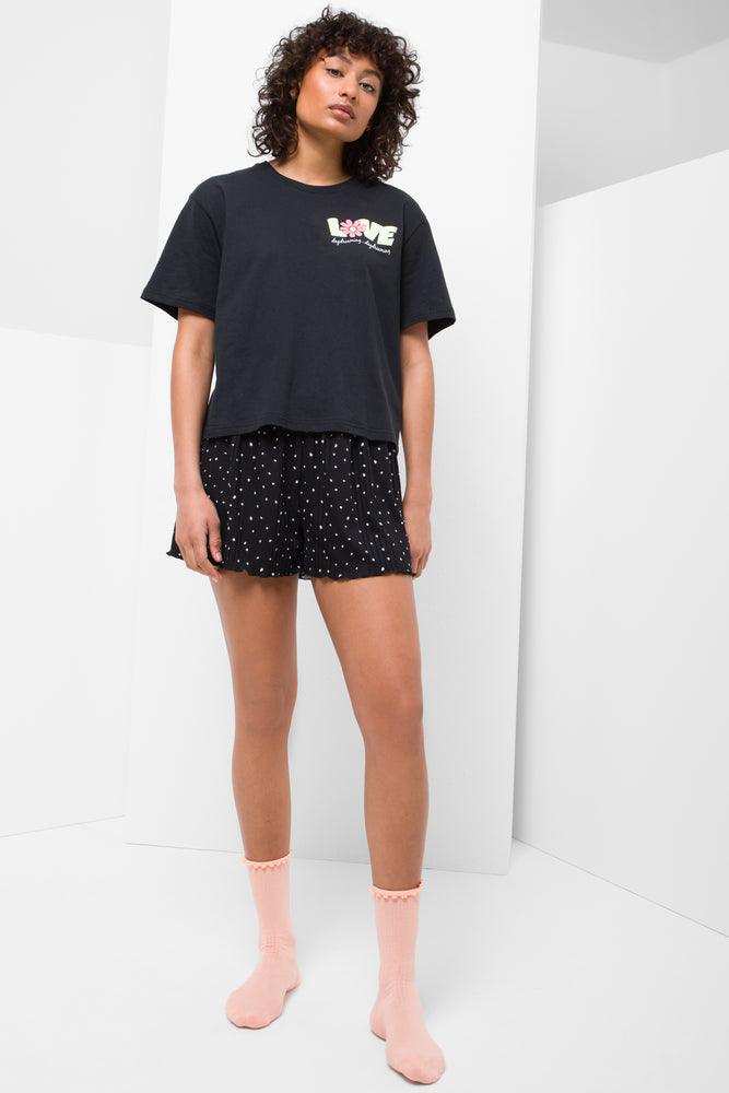 Rib Sleep Shorts Black