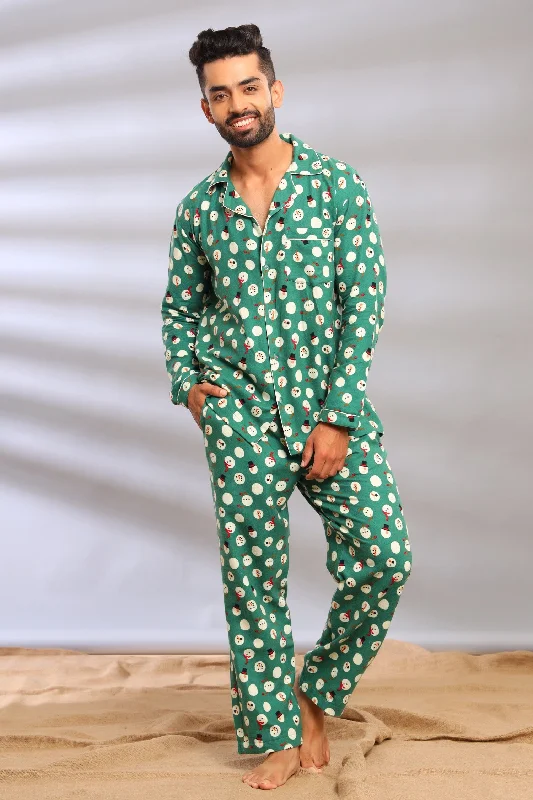 Snowman Print Pajama Set for Men