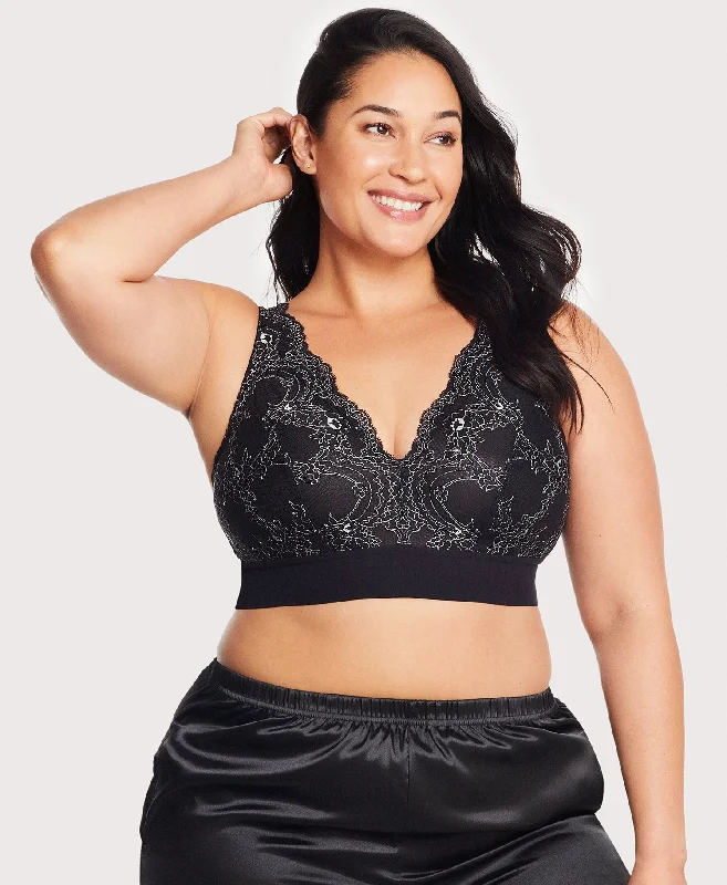 Bramour Lexington Lace Plunge Bralette Black