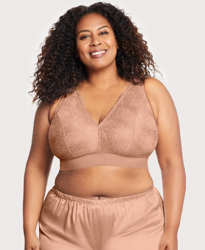 Bramour Lexington Lace Plunge Bralette Cappuccino