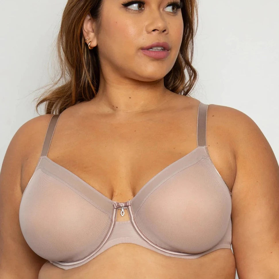 Curvy Couture Sheer Mesh Unlined Bra