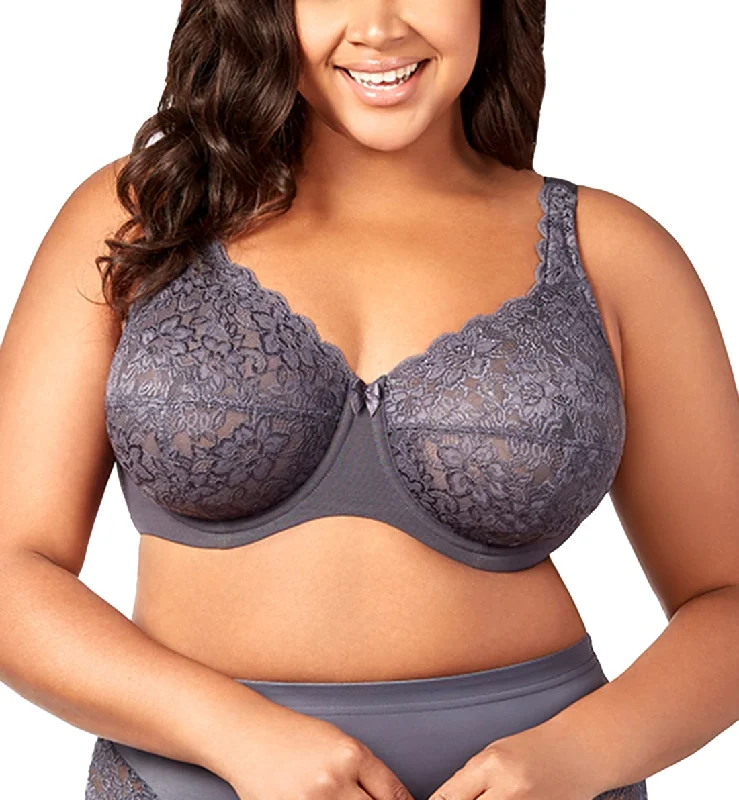 Elila Isabella Stretch Lace Full Coverage Underwire Bra (2311) - Grey