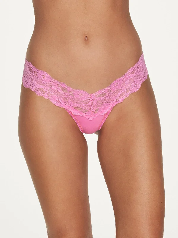 Stretch Cotton & Lace Thong