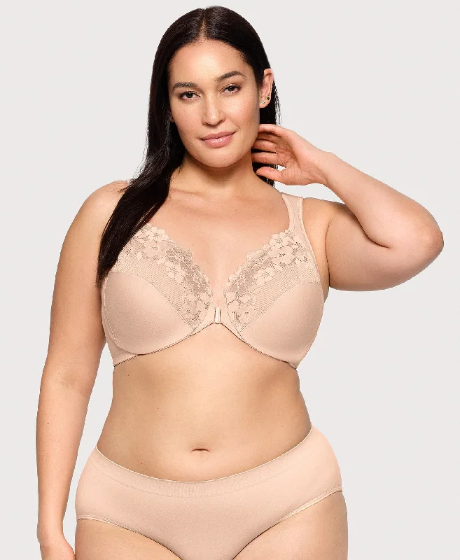 Front-Closure Cotton WonderWire Bra Cafe