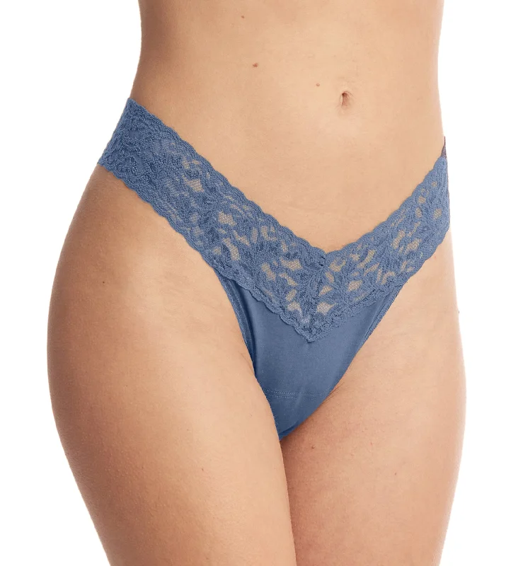 Hanky Panky Cotton Low Rise Thong (891581P) - Washed Indigo Blue