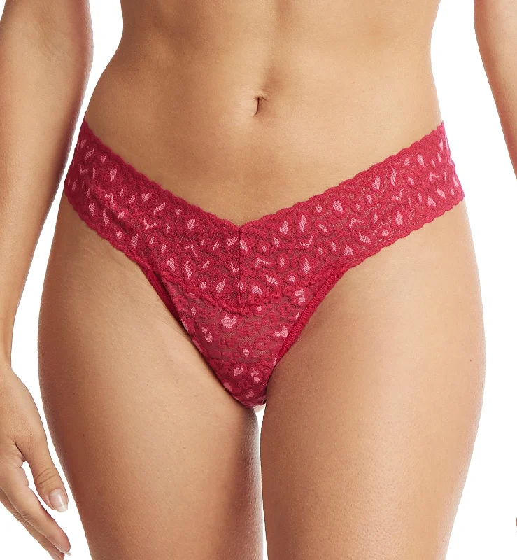 Hanky Panky Cross Dyed Leopard Low Rise Thong (7J1051P) - Berry Sangria/Pink