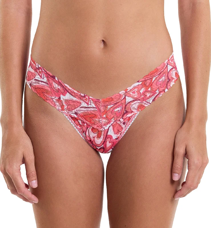 Hanky Panky Signature Lace Printed Low Rise Thong (PR4911P) - Lots Of Love