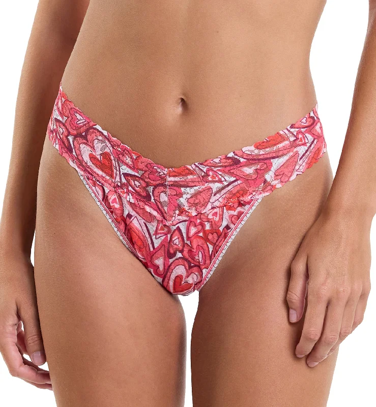 Hanky Panky Signature Lace Printed Original Rise Thong (PR4811P) - Lots Of Love