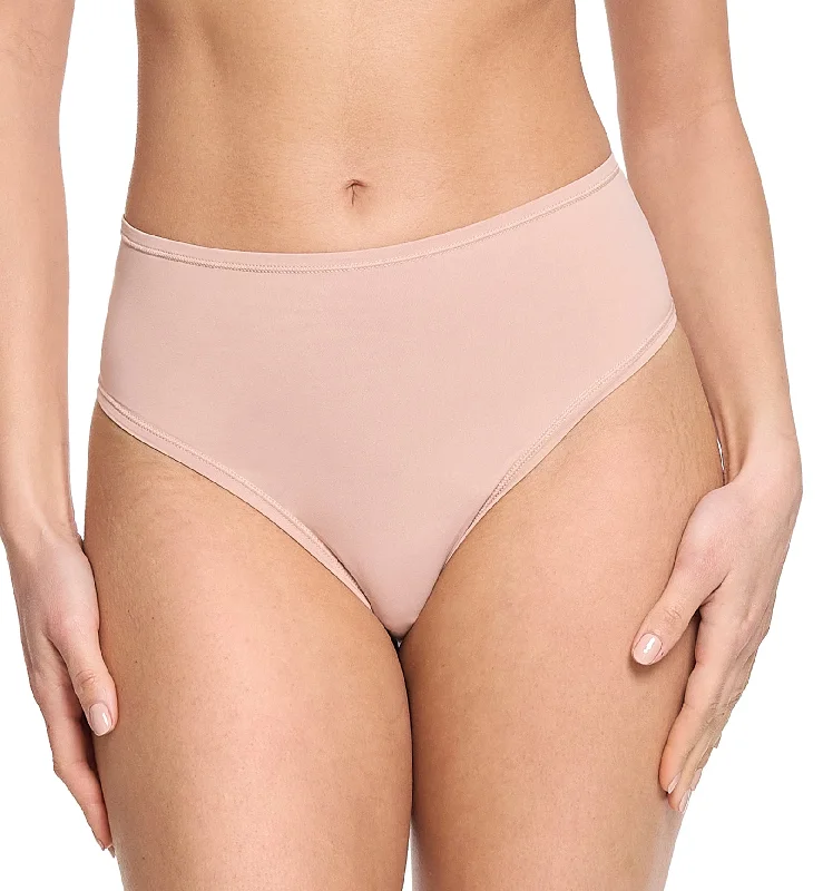 Hanky Panky YourFit High Cut Thong (6S1924) - Almond Milk