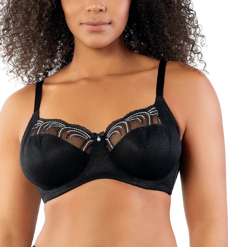 Parfait Pearl Unlined Side Support Underwire Bra (P60923) - Black