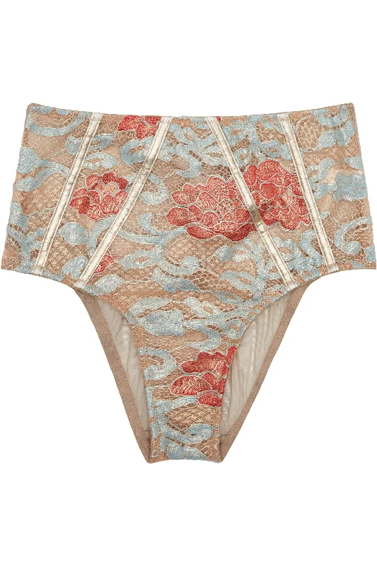 Peek & Beau Quinn Gold leatherette & lace HW brief