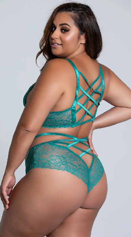 Plus Size Lace Lattice Bikini Panty